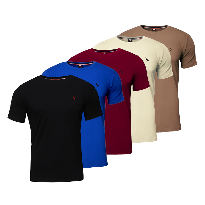 5 Camisetas com logo bordado (malha peruana - 100% algodão)