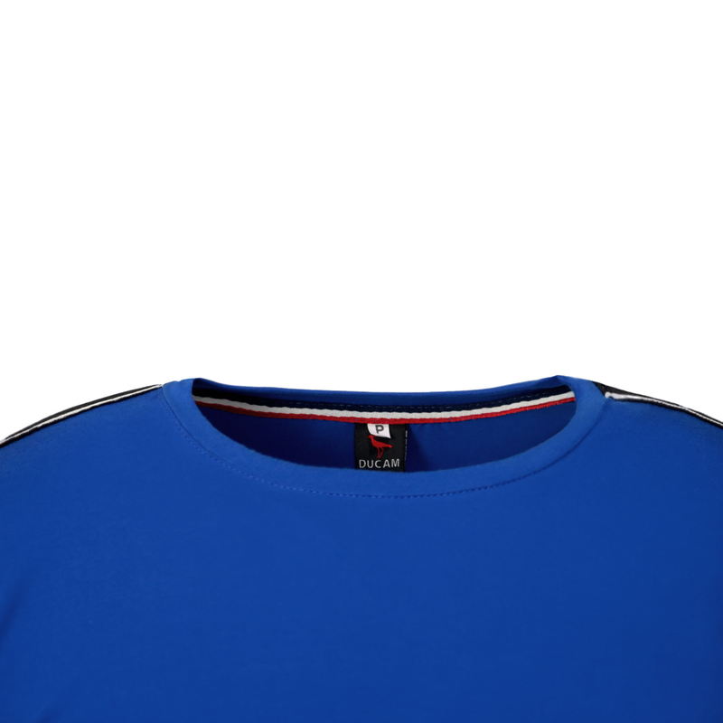 Camiseta malha peruana (100% algodão) azul